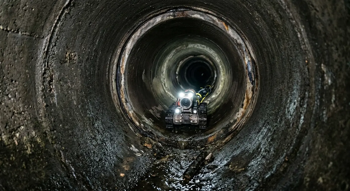 Robotic sewer camera inspecting pipe interior for Sewer Line Repair in Warrenville